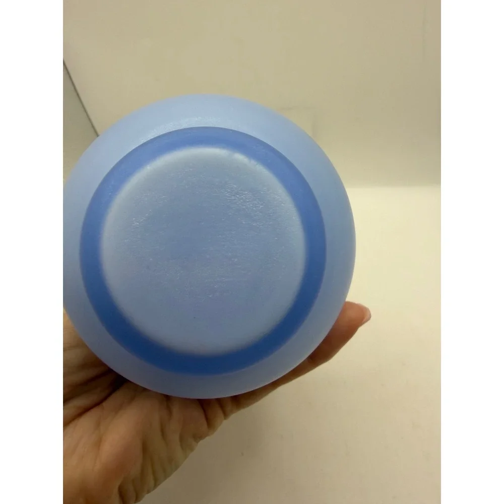 Vintage Light Blue Satin Frosted Glass Bud Vase‎ Hand Painted Gold Gilt 8 Inch